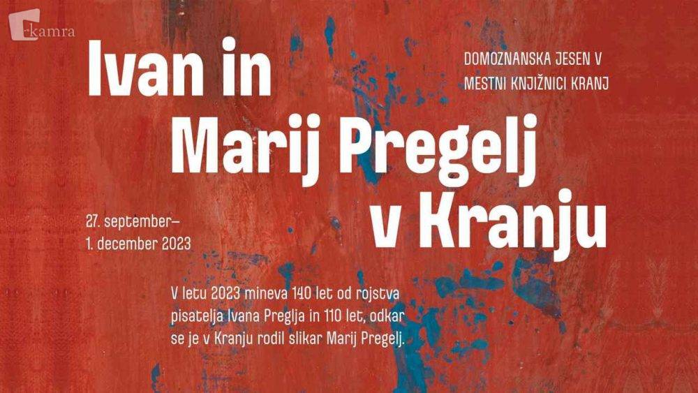 Slika prikazuje plakat razstave o Ivanu in Mariju Preglju ob njunih obletnicah rojstva.