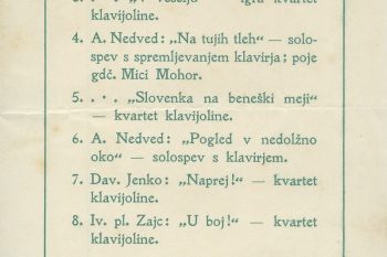 Vabilo na proslavo Izobraževalnega društva v Kranju z izvedbo Pregljeve spevoigre Ribičeva hči (2. stran)