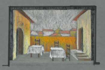 Kumpova scenska skica za gledališko izvedbo Goldonijeve Krčmarice