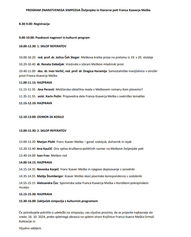 Program simpozij Ormož