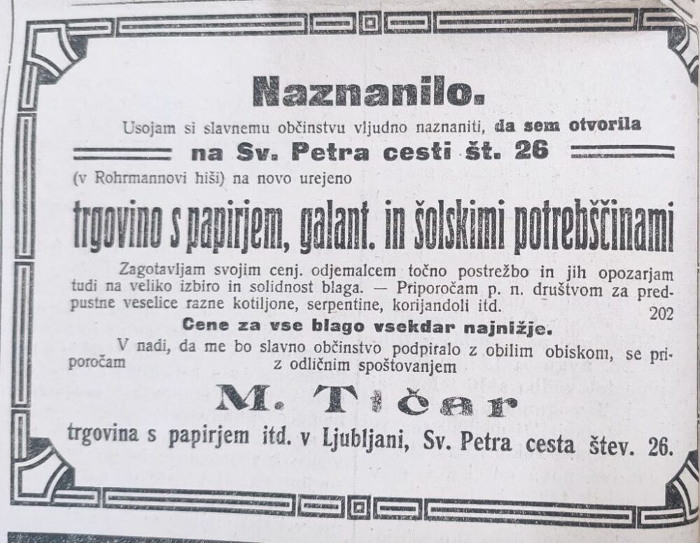Naznanilo o otvoritvi
