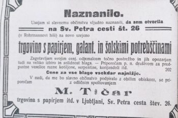 Naznanilo o otvoritvi