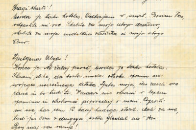 Poslovilno pismo Emila Hameršaka.