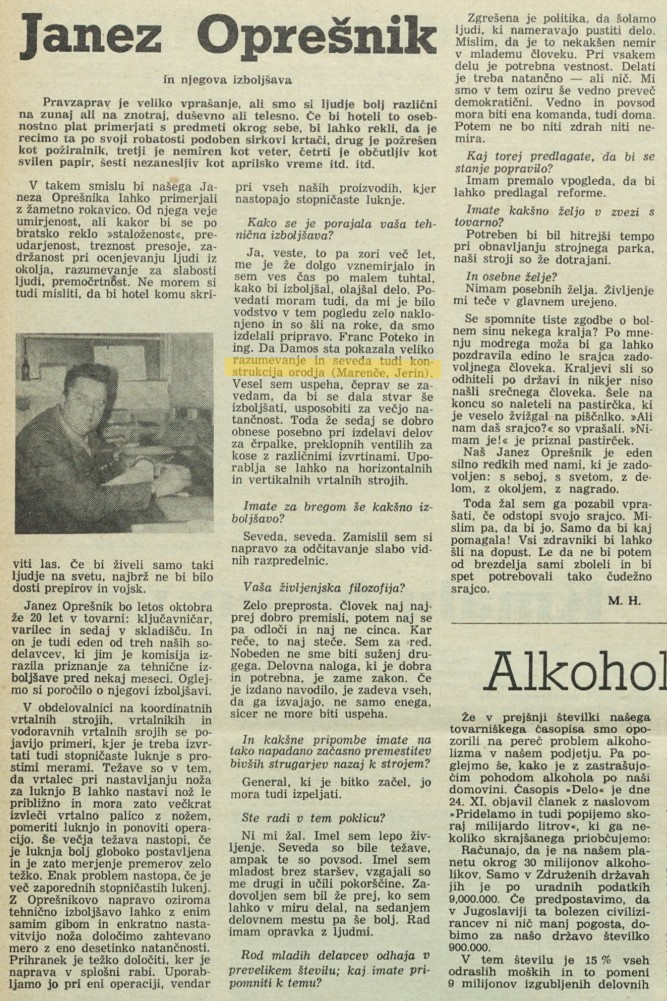 Kratka omemba konstrukcije orodja