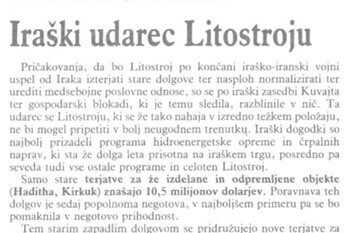 Tone Škrjanec: Iraški udarec Litostroju