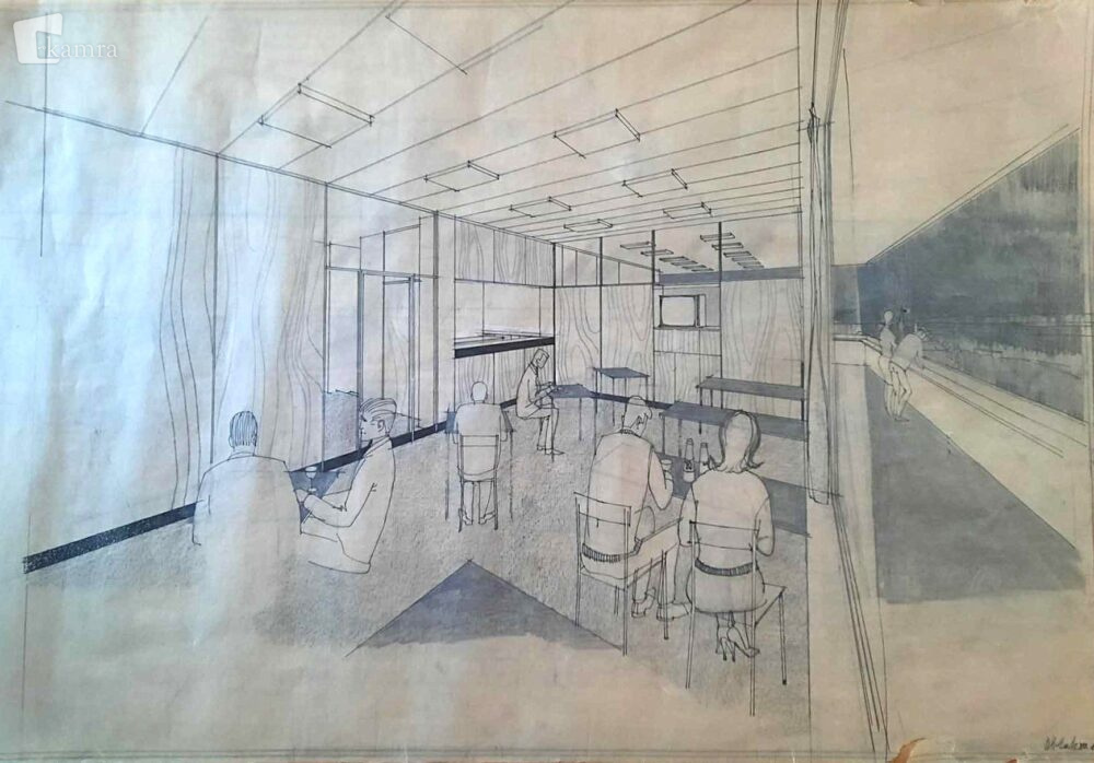 Skica kavarne na nebotičniku