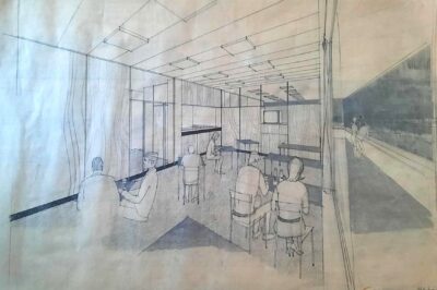 Skica kavarne na nebotičniku