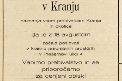 Vabilo ob odprtju mestne slaščičarne in kavarne
