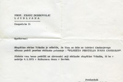 Plaketa pisatelja Ivana Cankarja