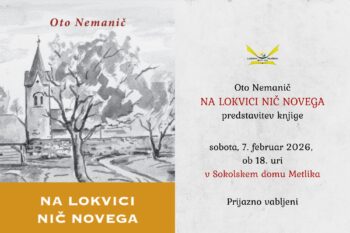 Oto Nemanič, predstavitev knjige Na Lokvici nič novega, v sokolskem domu Metlika, 7. 2. 2026
