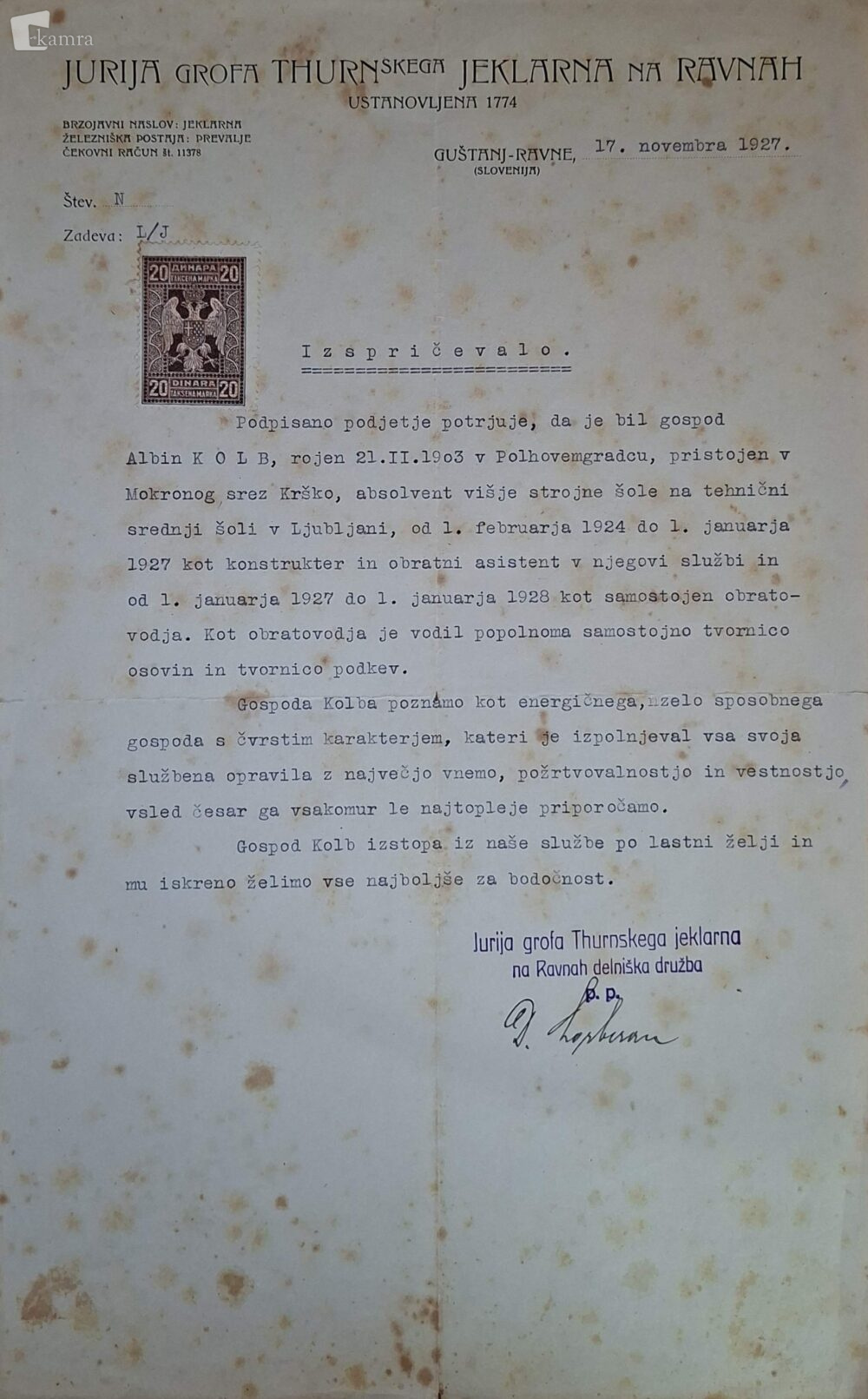 Fotografija priporočilnega pisma