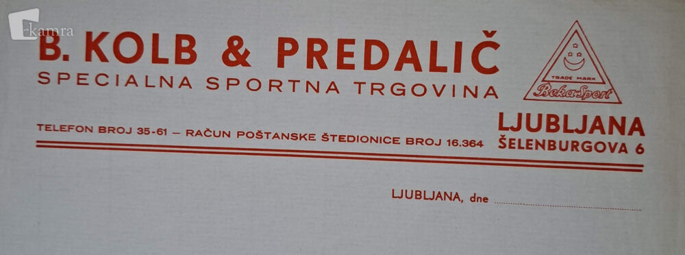 Fotografija dopisnega lista B. Kolb & Predalič