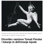 Tomaž Pandur, Iskanje in definiranje lepote, vabilo na otvoritev razstave